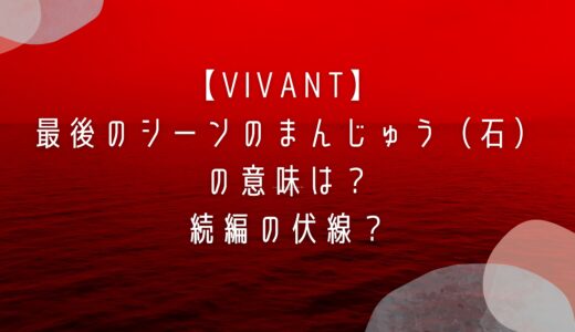 【VIVANT】 最後のシーンのまんじゅう（石）の意味は？続編の伏線？
